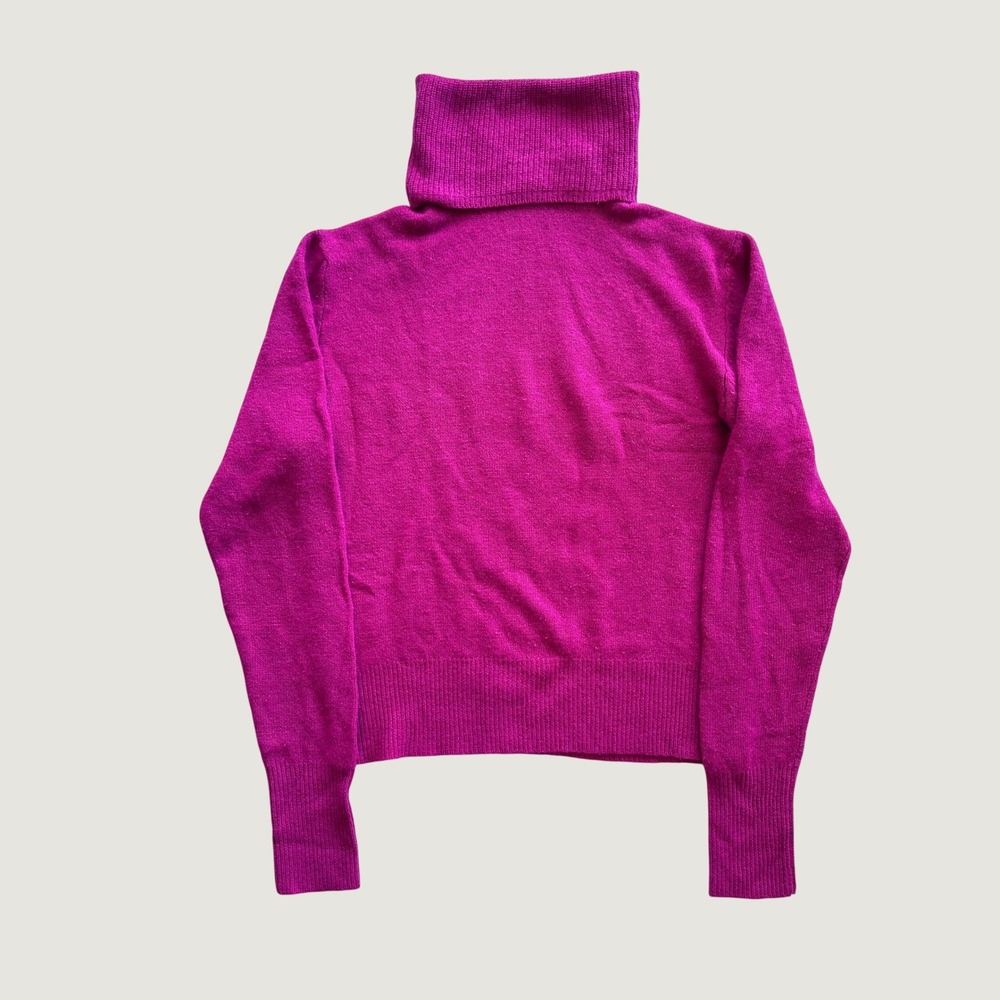 Vintage Hot Pink Lambswool Angora Blend Turtleneck Sweater Womens Large 80s